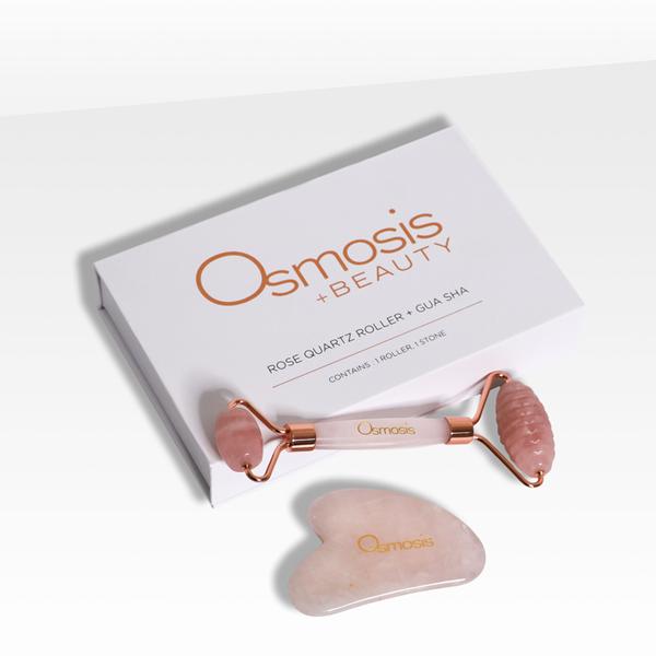 Osmosis Rose Quartz Facial Roller & Guasha Set